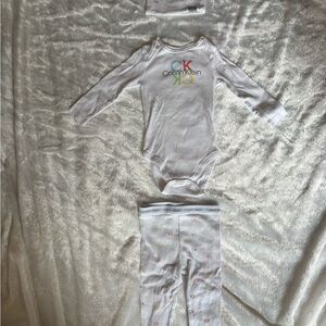 Calvin Klein White Infant Bodysuit with Black Logo
